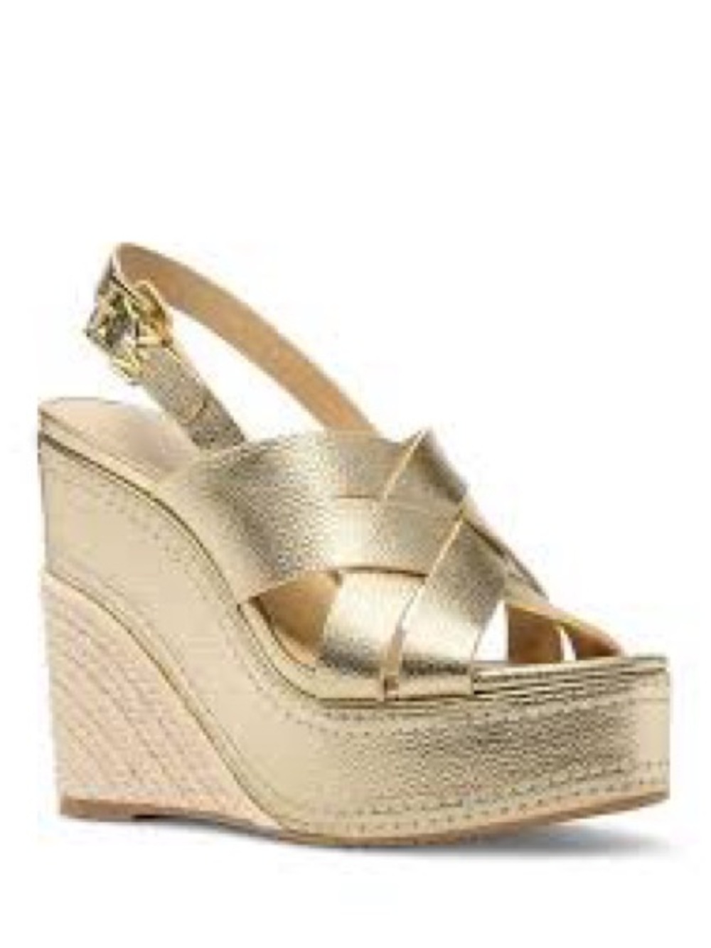 Michael Kors Metallic Gold Wedge Espadrille Sandals